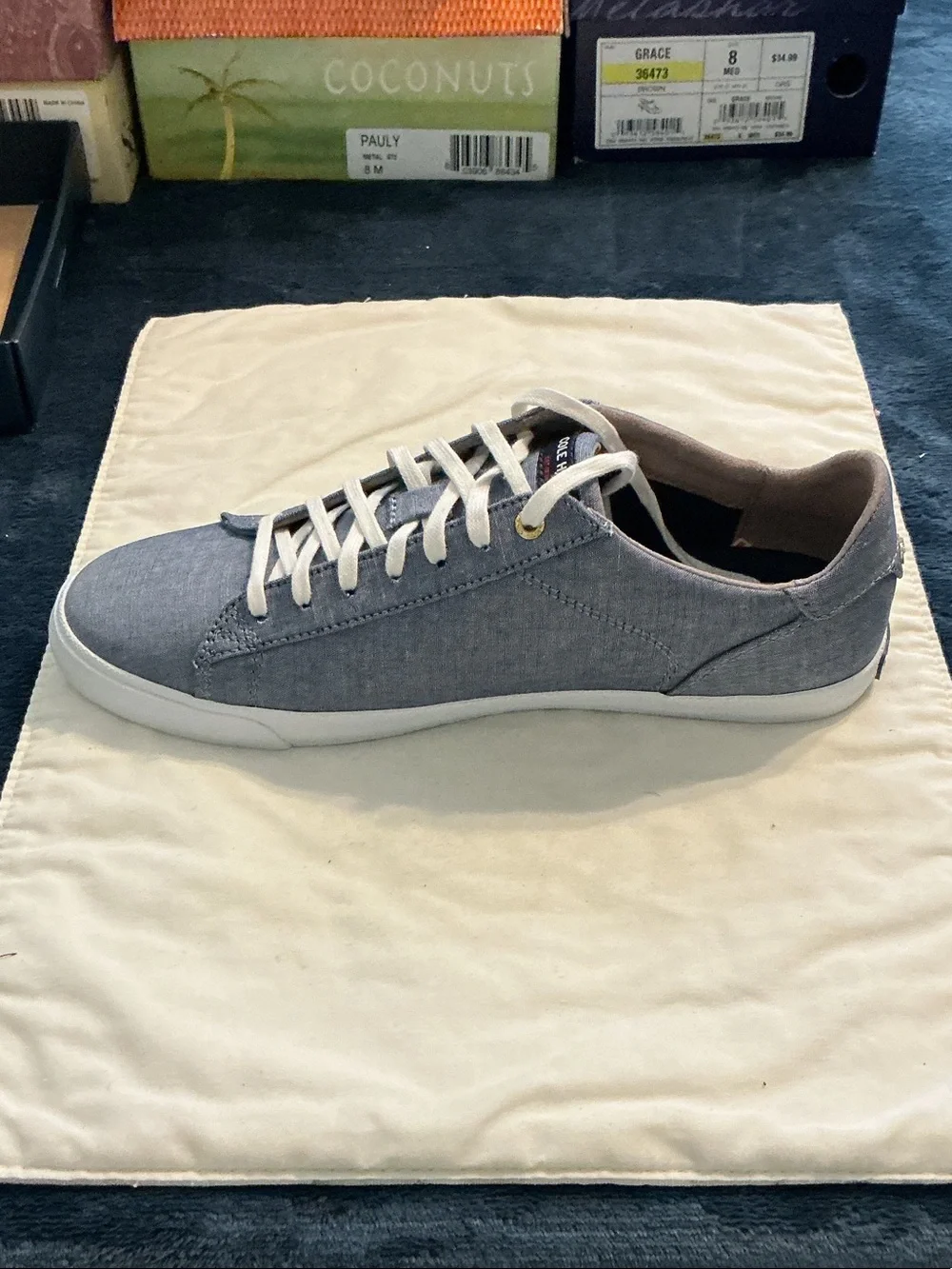 Cole Haan Chambray Low-Top Sneakers in Light Blue with White Sole